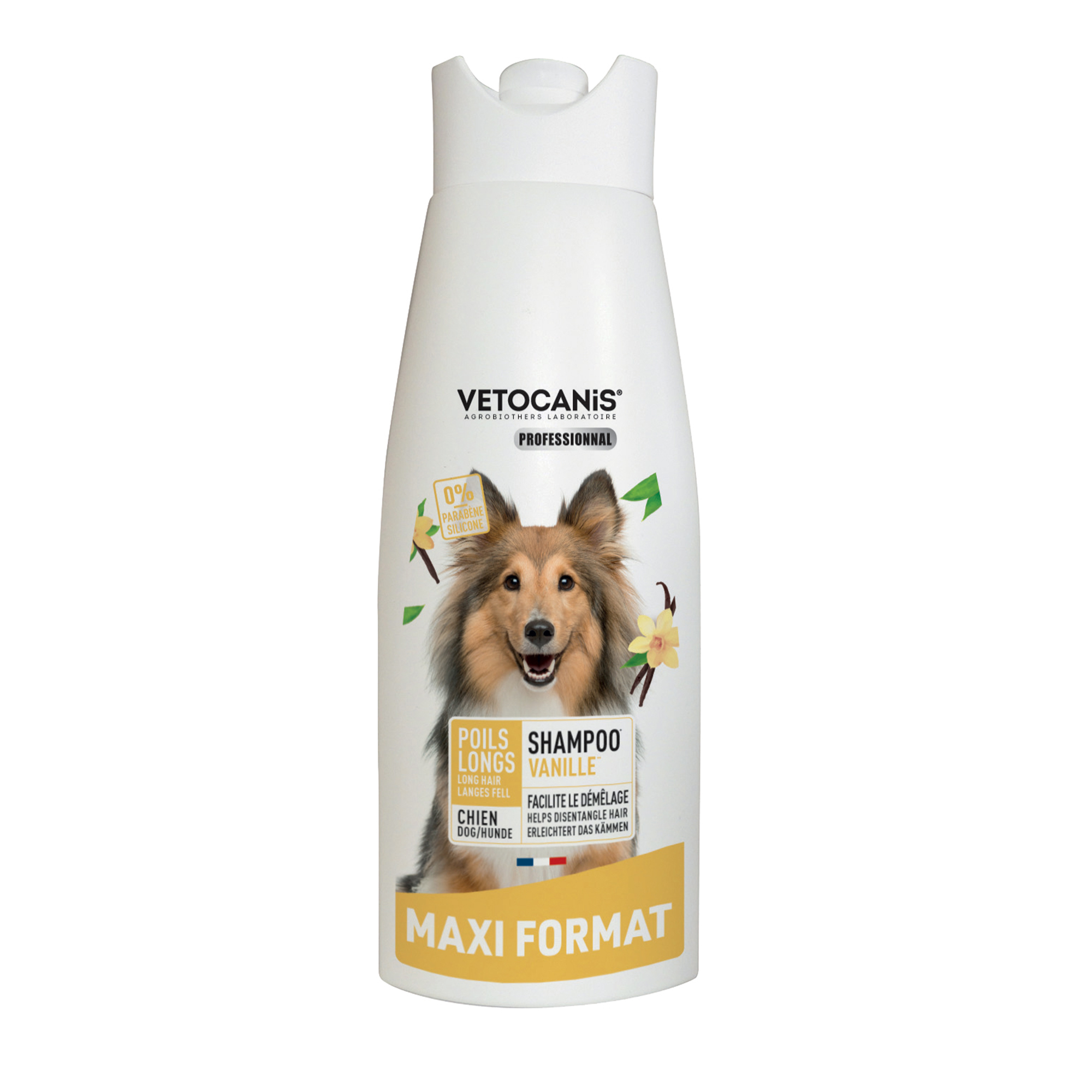 Shampoo voor honden met lange haren, met vanille, 750ml Vetocanis