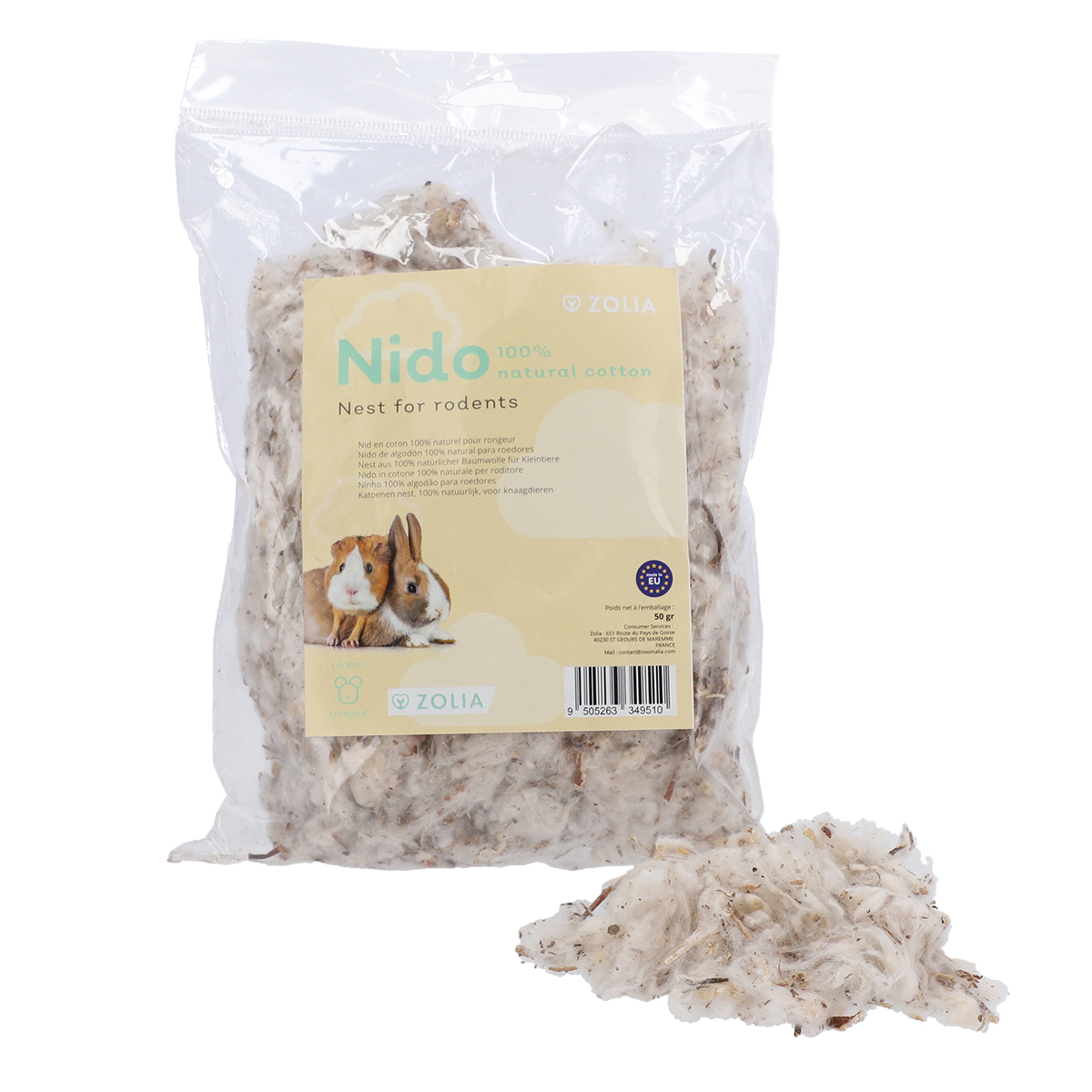 Nido de algodón para roedores Zolia Nido - 50g