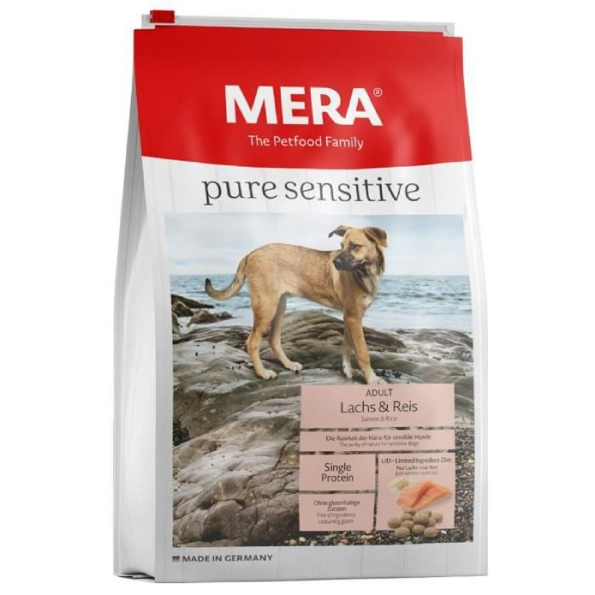 MERA Pure Sensitive - Alimento seco de salmão e arroz para cão adulto de porte médio/grande