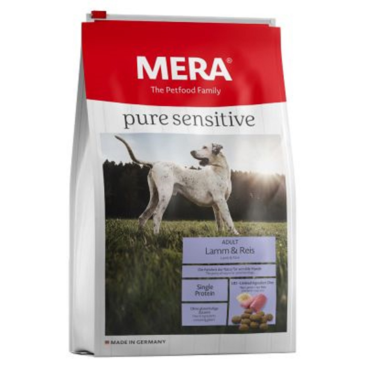 Pienso MERA Pure Sensitive Cordero y arroz para perros medianos y grandes
