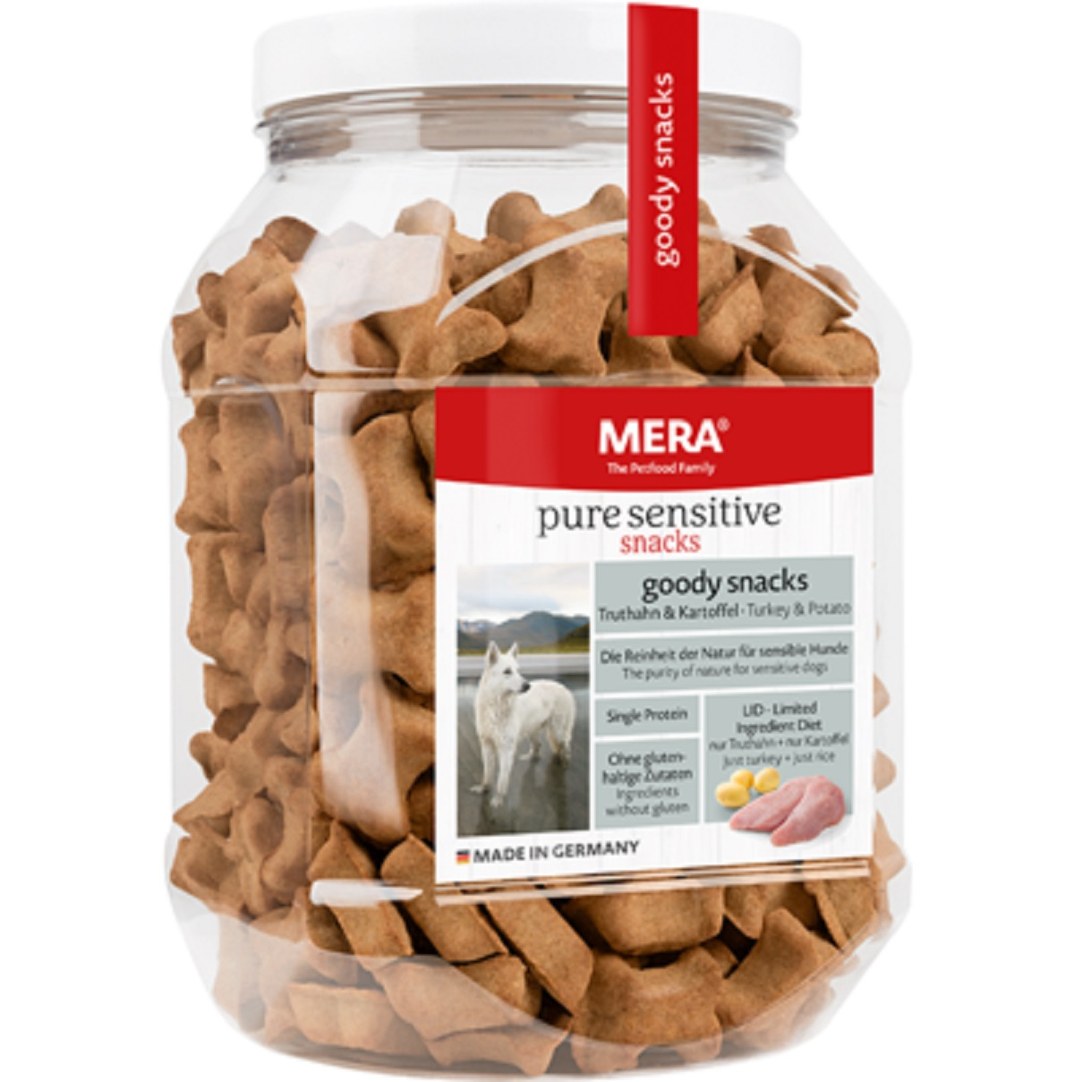 MERA Snacks Pure Sensitive de peru e arroz para cão adulto