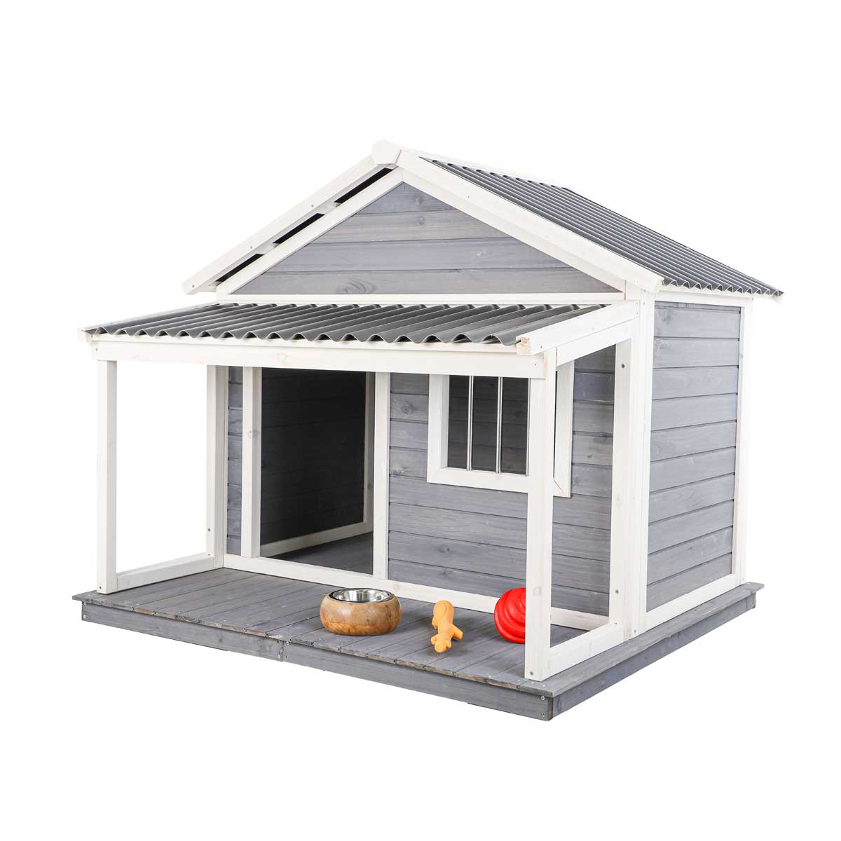 Caseta de madera para perros con terraza Zolia Maui