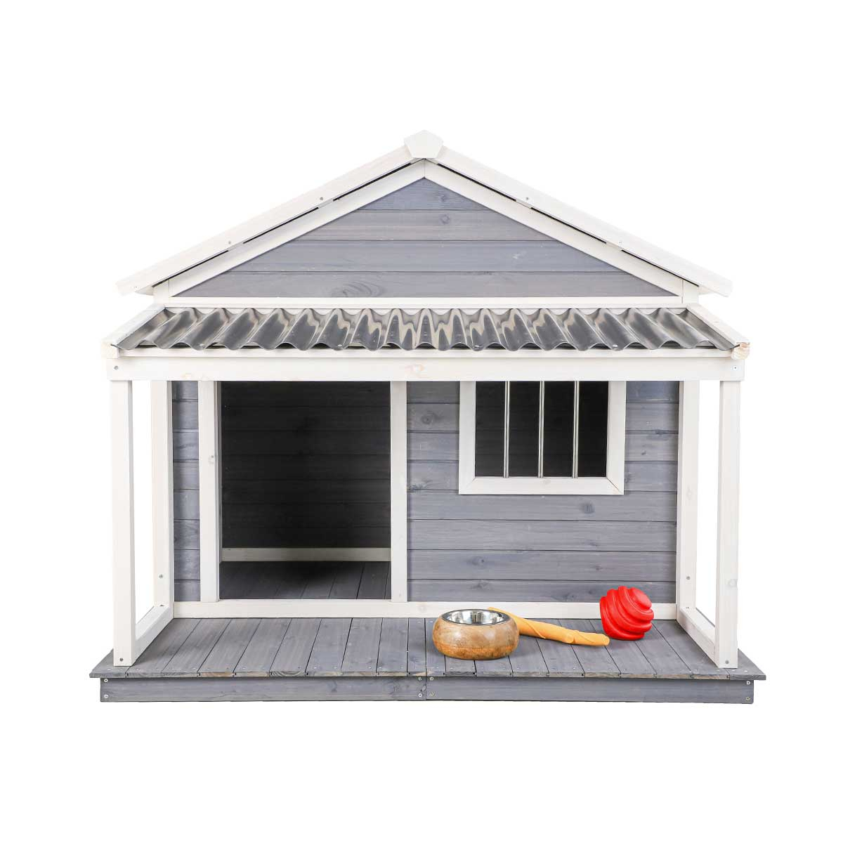 Hundehütte mit Terrasse aus Holz und Dach aus PVC Zolia Maui