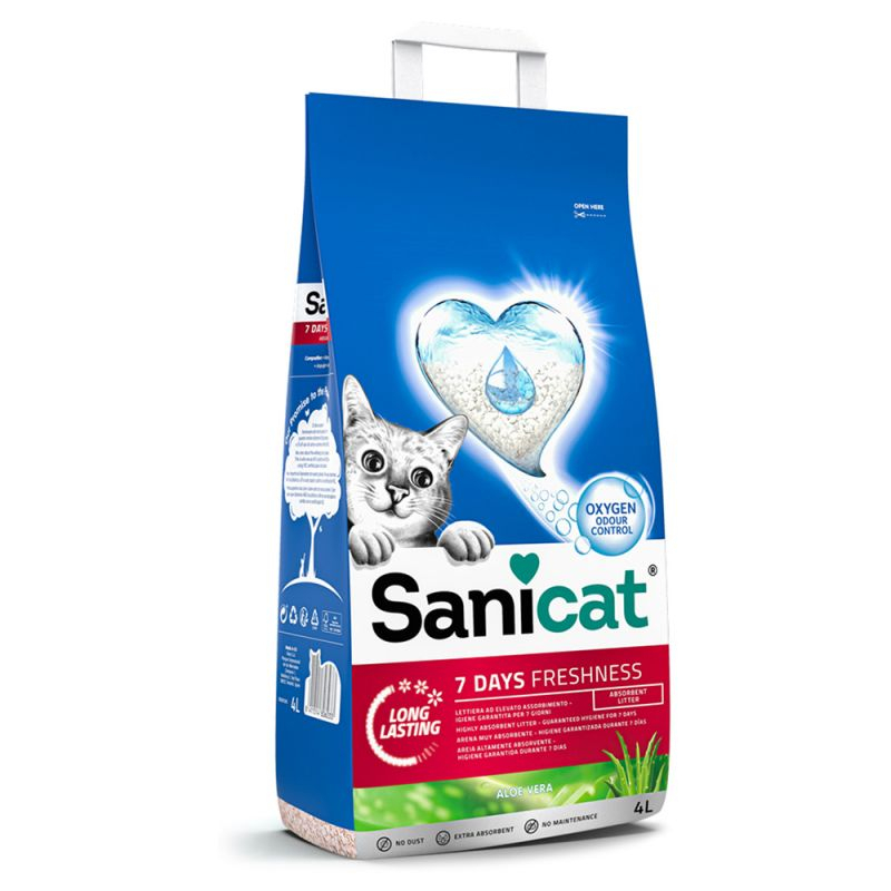 Absorberende kattenbakvulling Sanicat 7 days Fresh met aloe vera