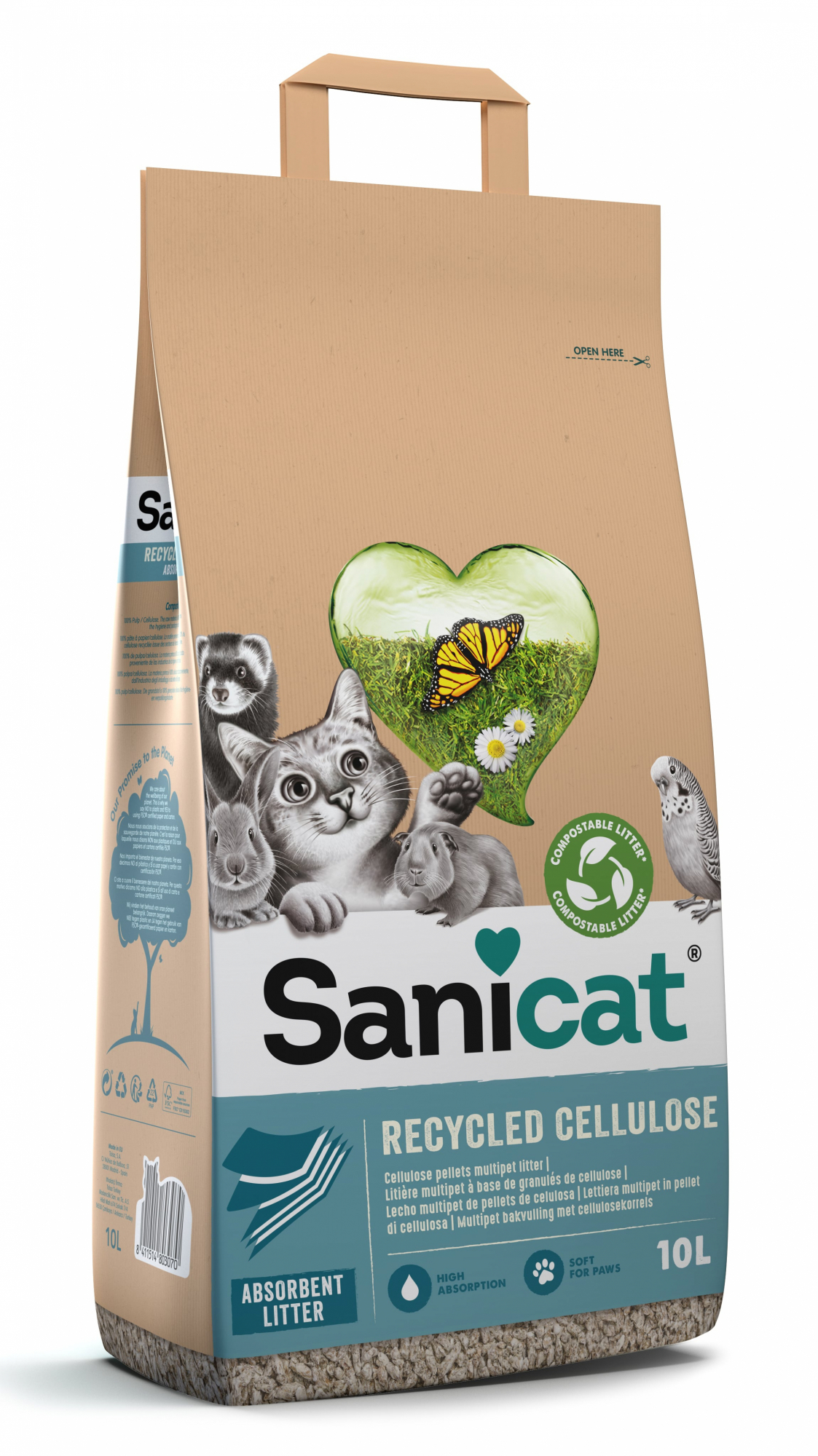 Absorberende kattenbakvulling Sanicat Recycled Cellulose 