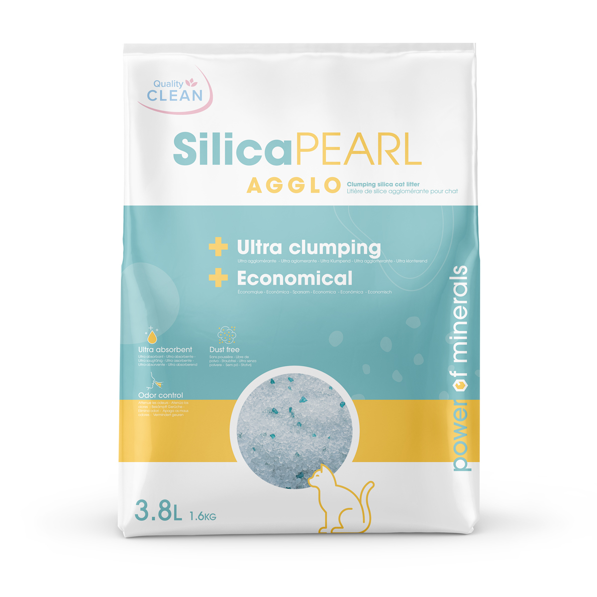 Litière silice agglomérante pour chat Silica Pearl Agglo Quality Clean