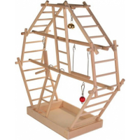 Base de jeu en bois avec échelles et balançoire
