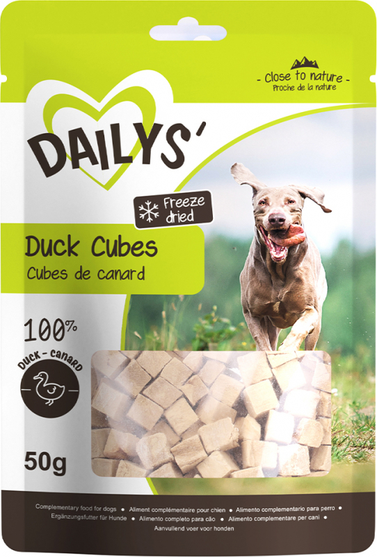 Dailys Golosinas para perros Cubitos liofilizados 50g - 3 sabores