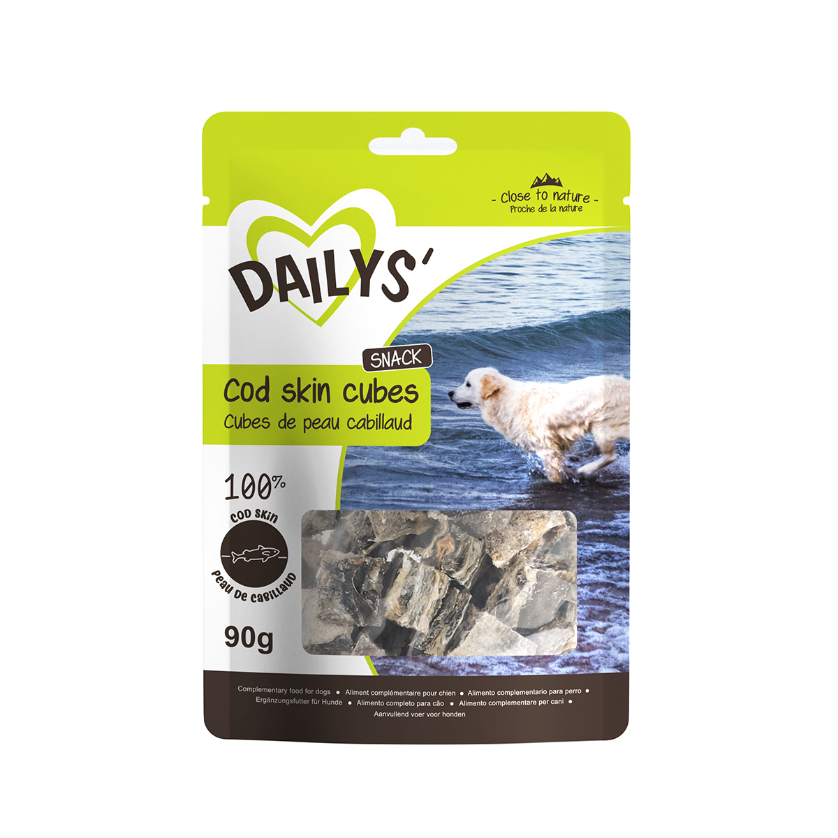 Dailys Cubetti di pelle di merluzzo per cani - 90g