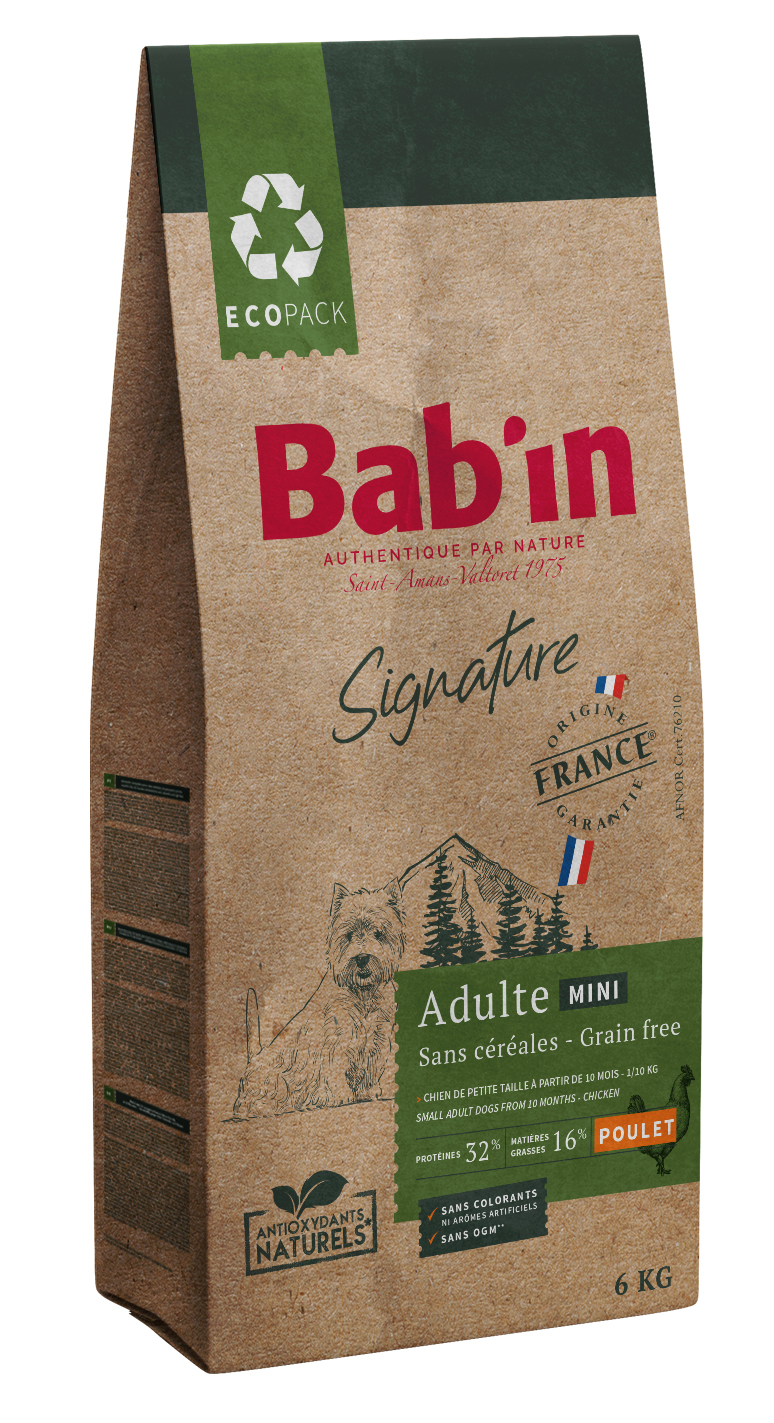 BAB'IN Selective 0% Gluten/Céréales - Alimento seco de frango sem cereais para cão de porte pequeno