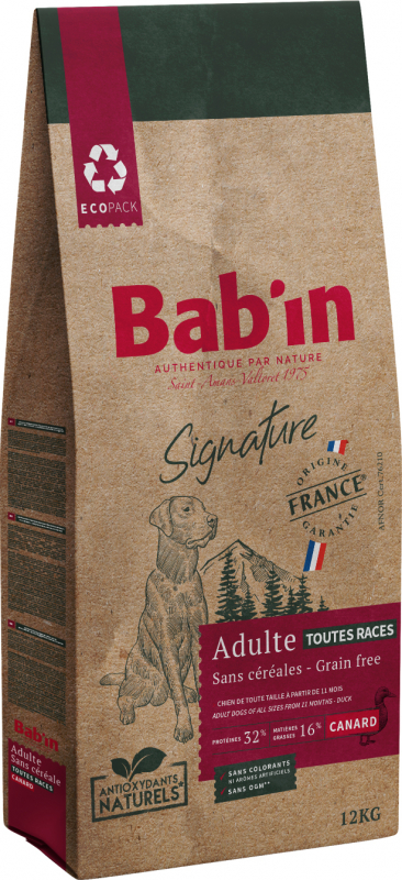 BAB'IN Signature adulte Grain Free au Canard sans céréales pour chien