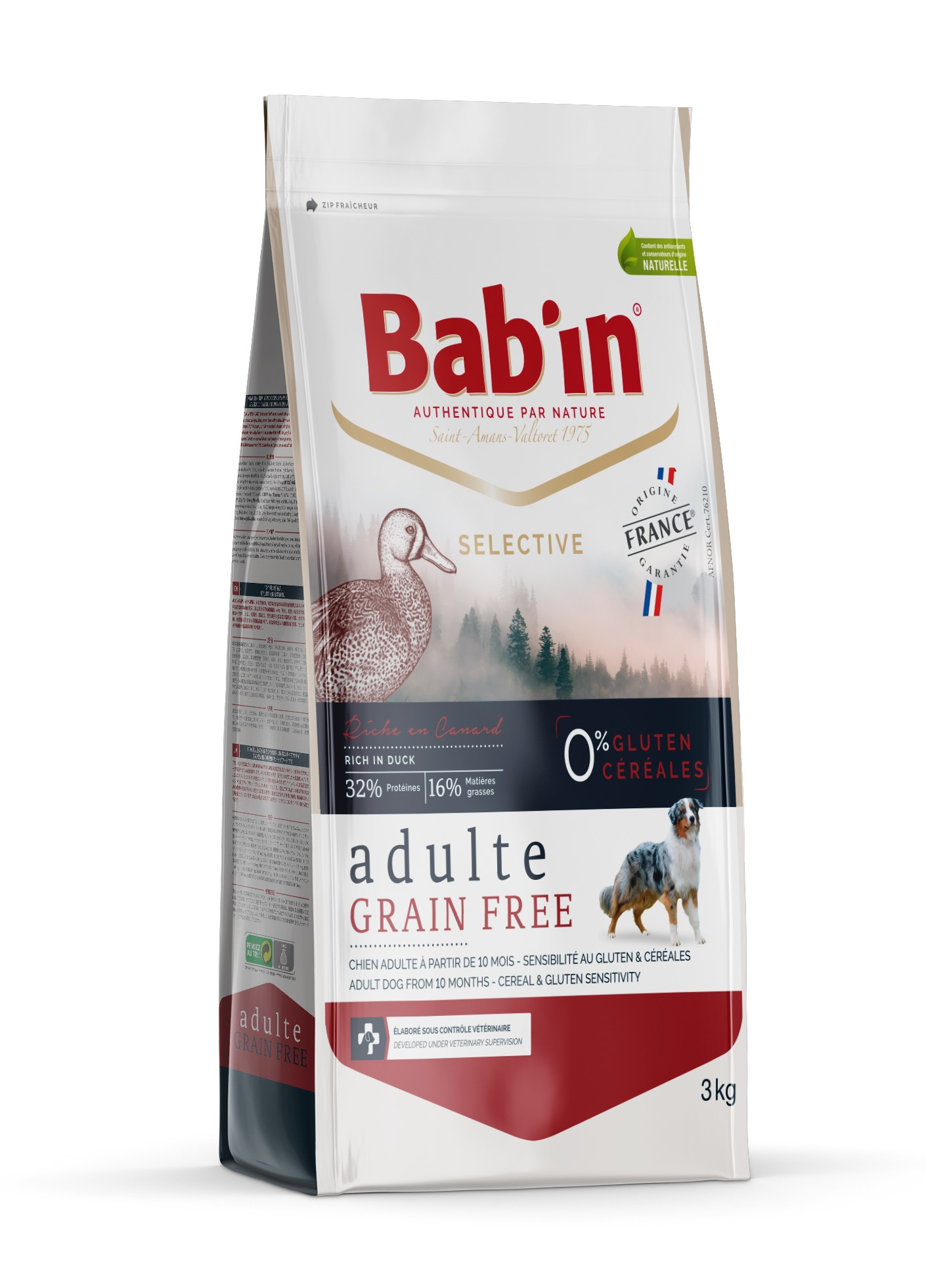BAB'IN Selective - Alimento seco sem cereais de pato para cão adulto