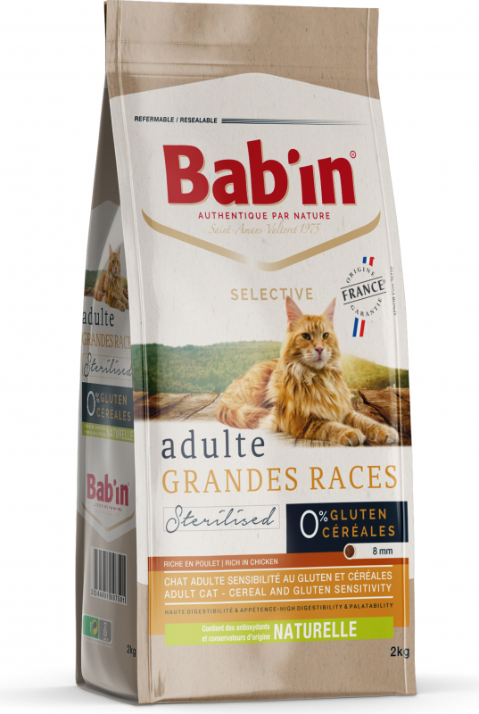BAB'IN Selective Grain Free au poulet sans céréales pour chat de grande race