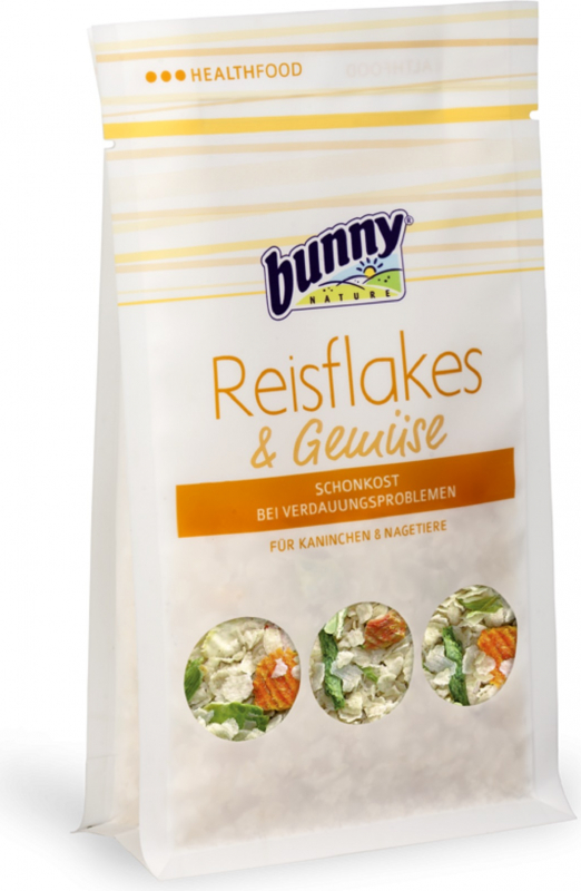 BUNNY Reisflakes & Gemüse Aliment complémentaire à base de riz et de légumes pour problèmes de digestion Rongeurs