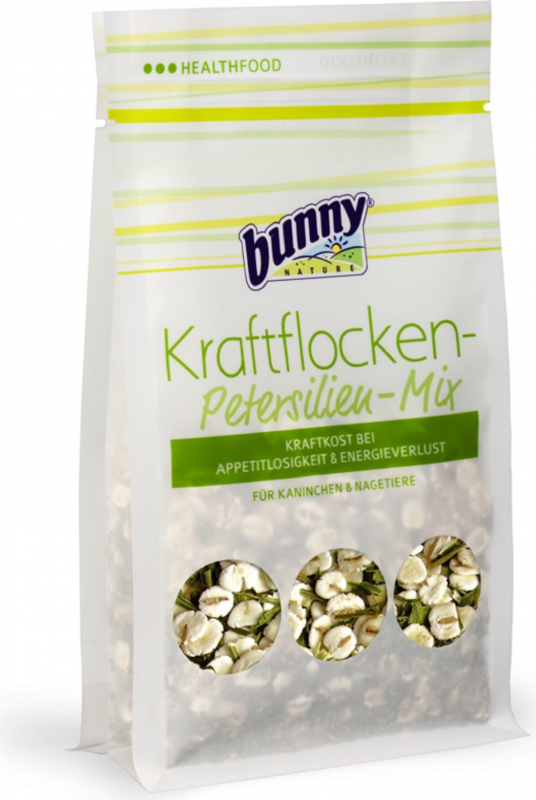 BUNNY Kraftflocken-Petersilien-Mix Alimentos suplementares para animais roedores feitos de flocos de cevada e salsa