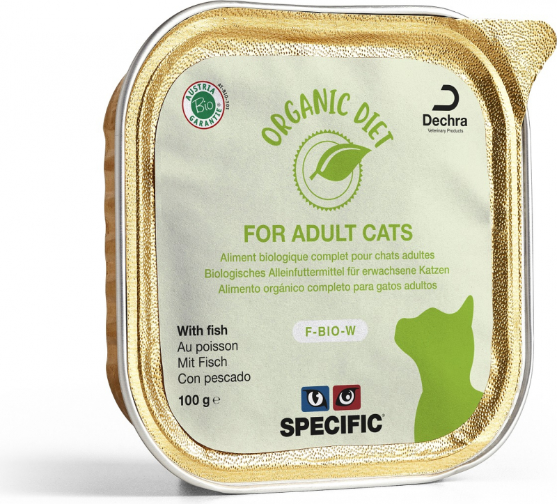 8x SPECIFIC F-BIO-W Organic Adult Nassfutter für Katzen - verschiedene Geschmacksrichtungen