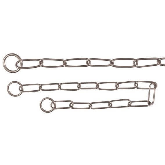 Roestvrijstalen choke halsband met grote metalen ringen