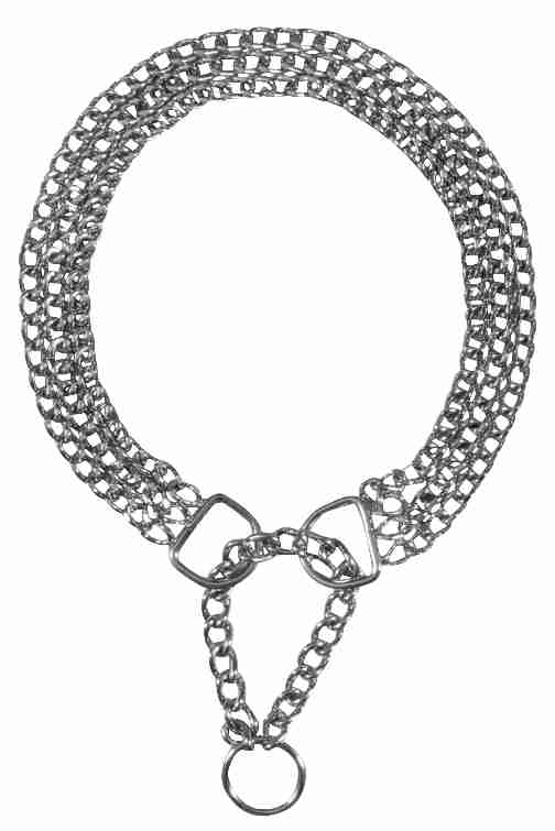 Collier métal, 3 rangs, chromé