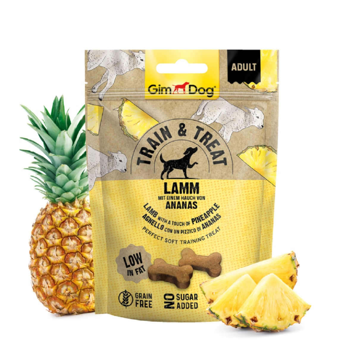 GIMDOG Train & Treat Leckerlis mit Lamm & Ananas für Hunde