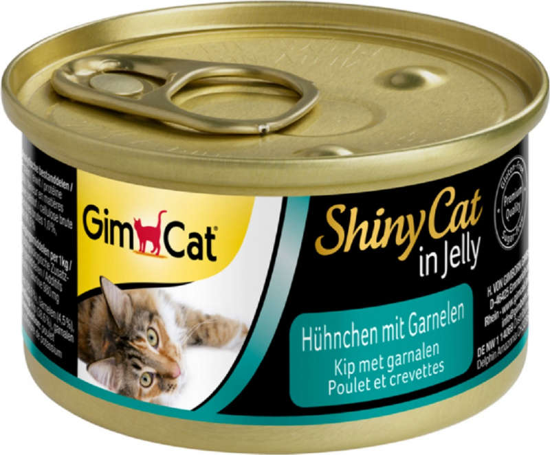GIMCAT ShinyCat Comida húmeda para gatos Pollo y gambas en gelatina