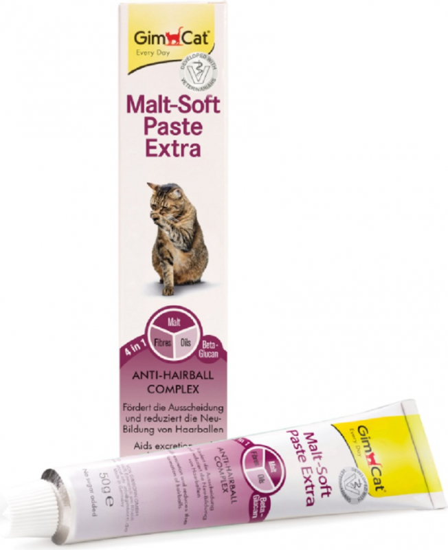 GIMCAT Malt-Soft Extra Paste - Pasta de legumes anti-bolas de pêlo para gato