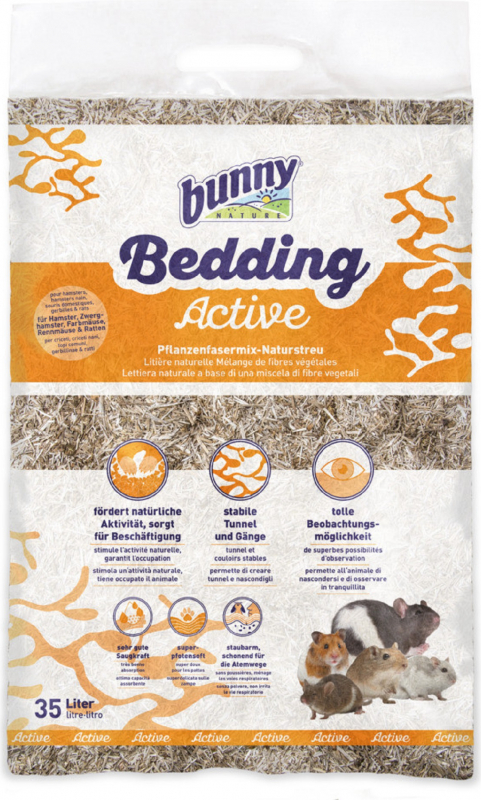 BUNNY Bedding Active Lecho natural mezclado de fibras vegetales para roedores