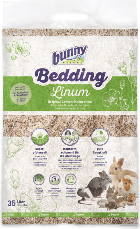 BUNNY Bedding Linum - Substrato absorvente para roedores de linho natural
