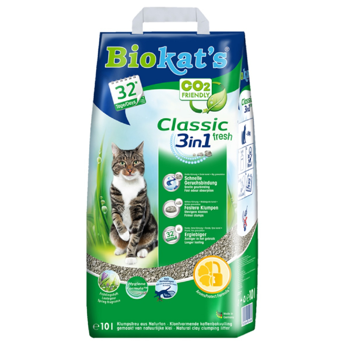 1 Saco Biokats Classic 3 en 1 Arena para Gatos con 3 tamaños Diferentes de Grano 