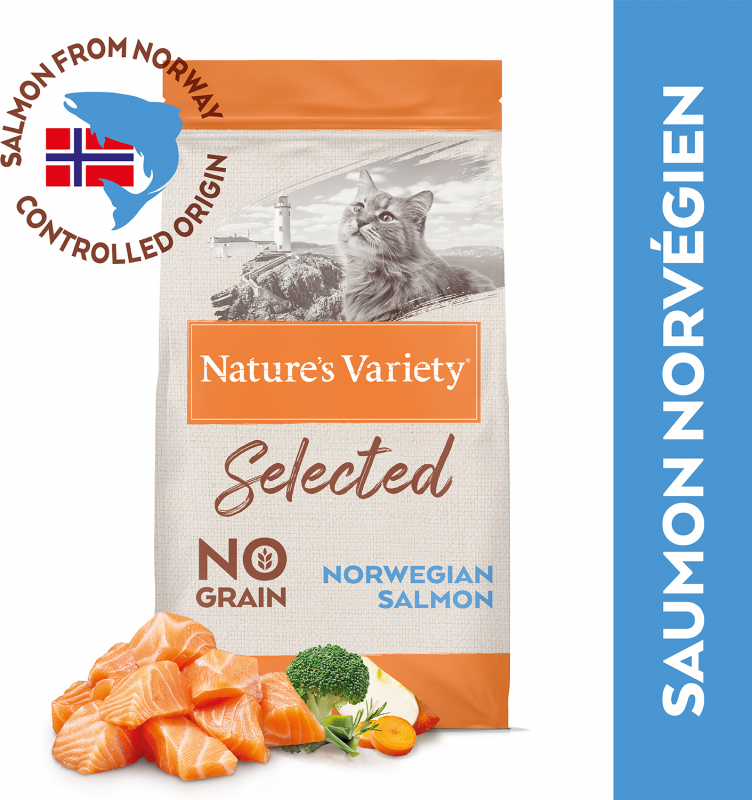 NATURE'S VARIETY Selected Chat Adulte au saumon de Norvège sans arêtes et sans céreales