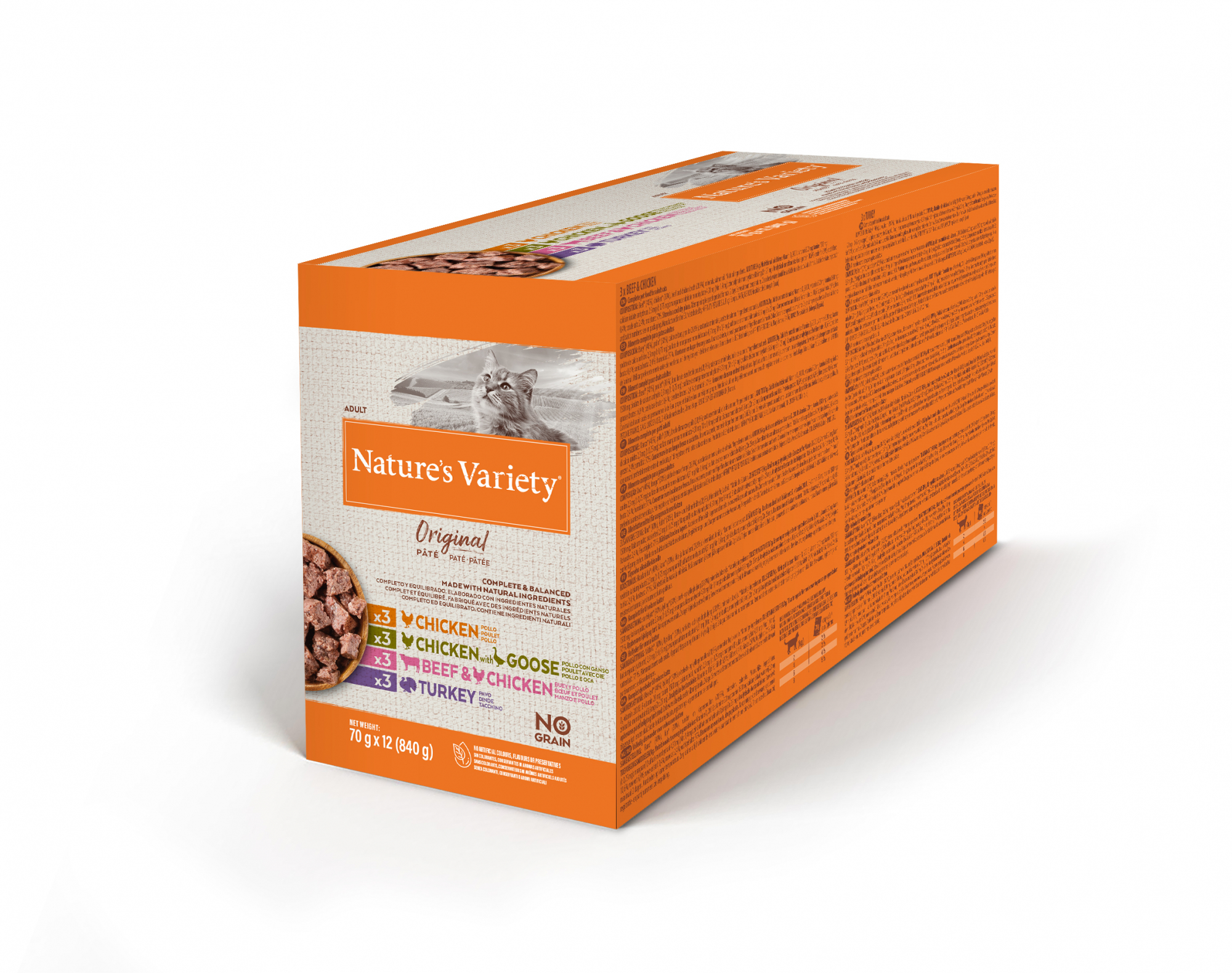 NATURE'S VARIETY Original multipack de comida húmeda sin cereales para gatos adultos