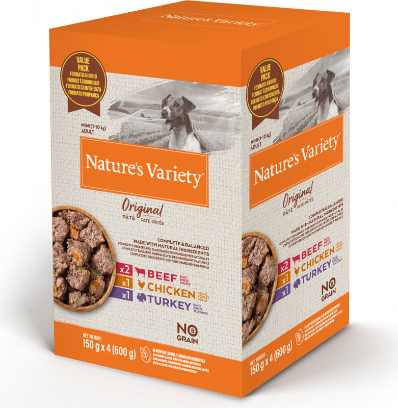 NATURE'S VARIETY Original Multipack de comida húmeda sin cereales para perros de raza pequeña