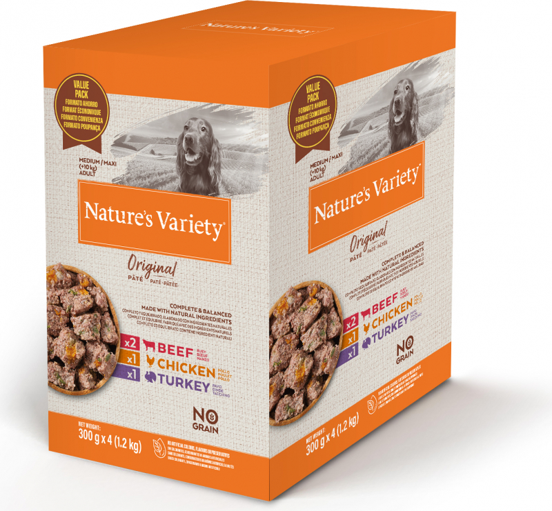 NATURE'S VARIETY Original Paté Medium Adult Multipack comida húmeda sin cereales para perros