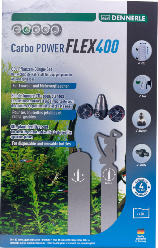 Dennerle Kit de CO2 Carbo Power Flex 400 et flex 400 special édition pour bouteilles jetables et rechargeables