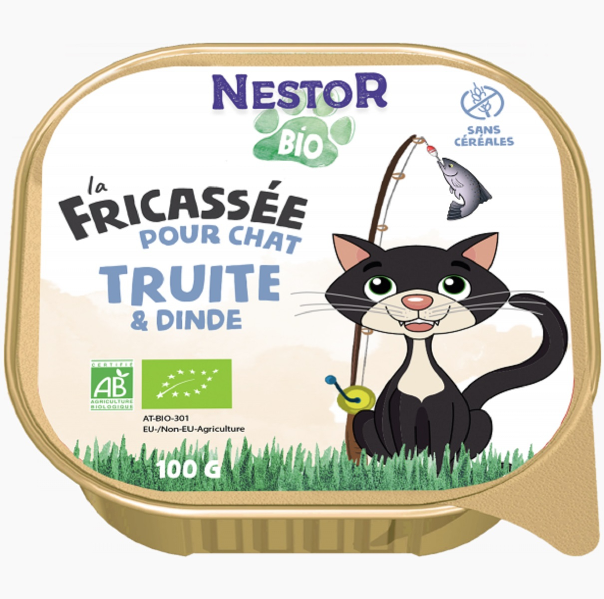 NESTOR BIO Getreidefreie Pastete mit Forellen- und Putenfrikassee für Katzen