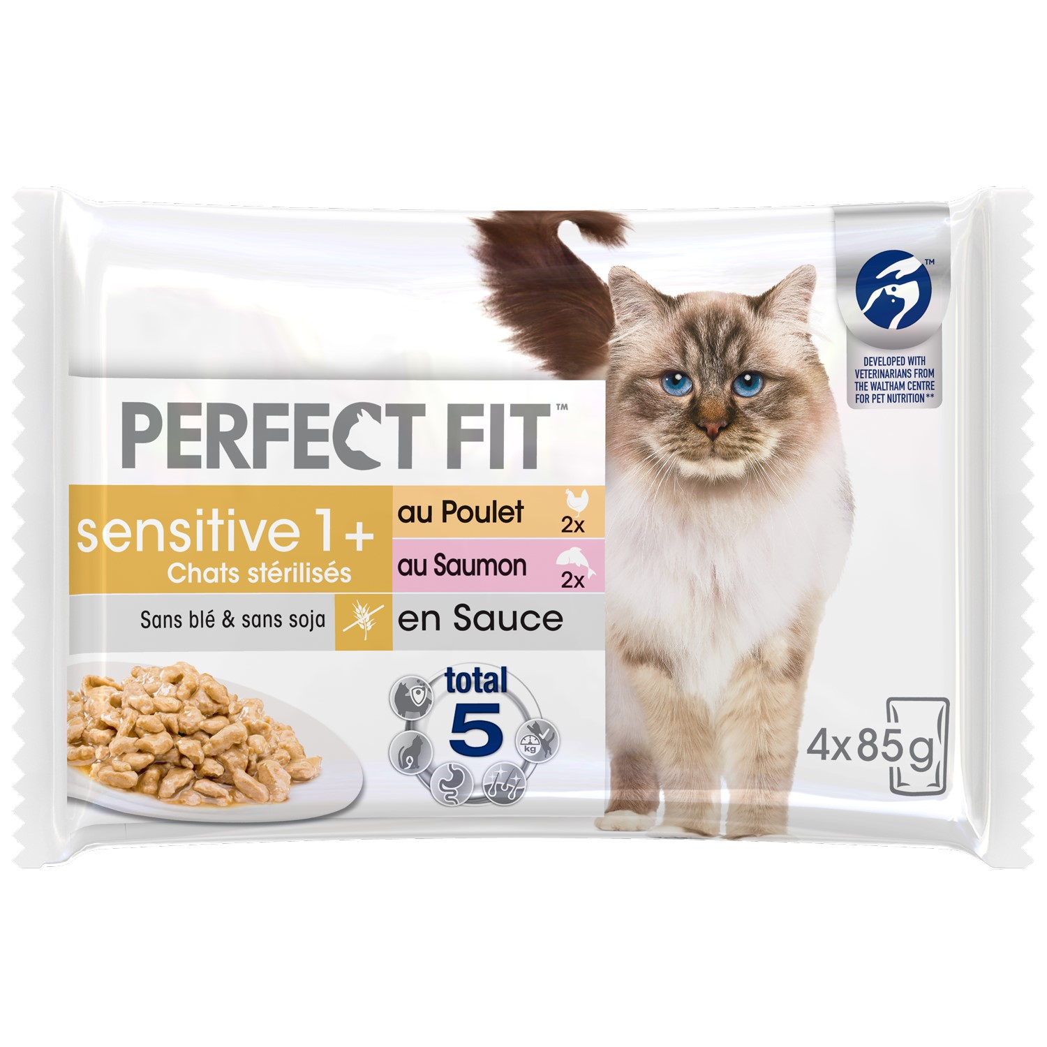 PERFECT FIT Mix Nassfutter mit Fisch und Huhn für sterilisierte und empfindliche Katzen