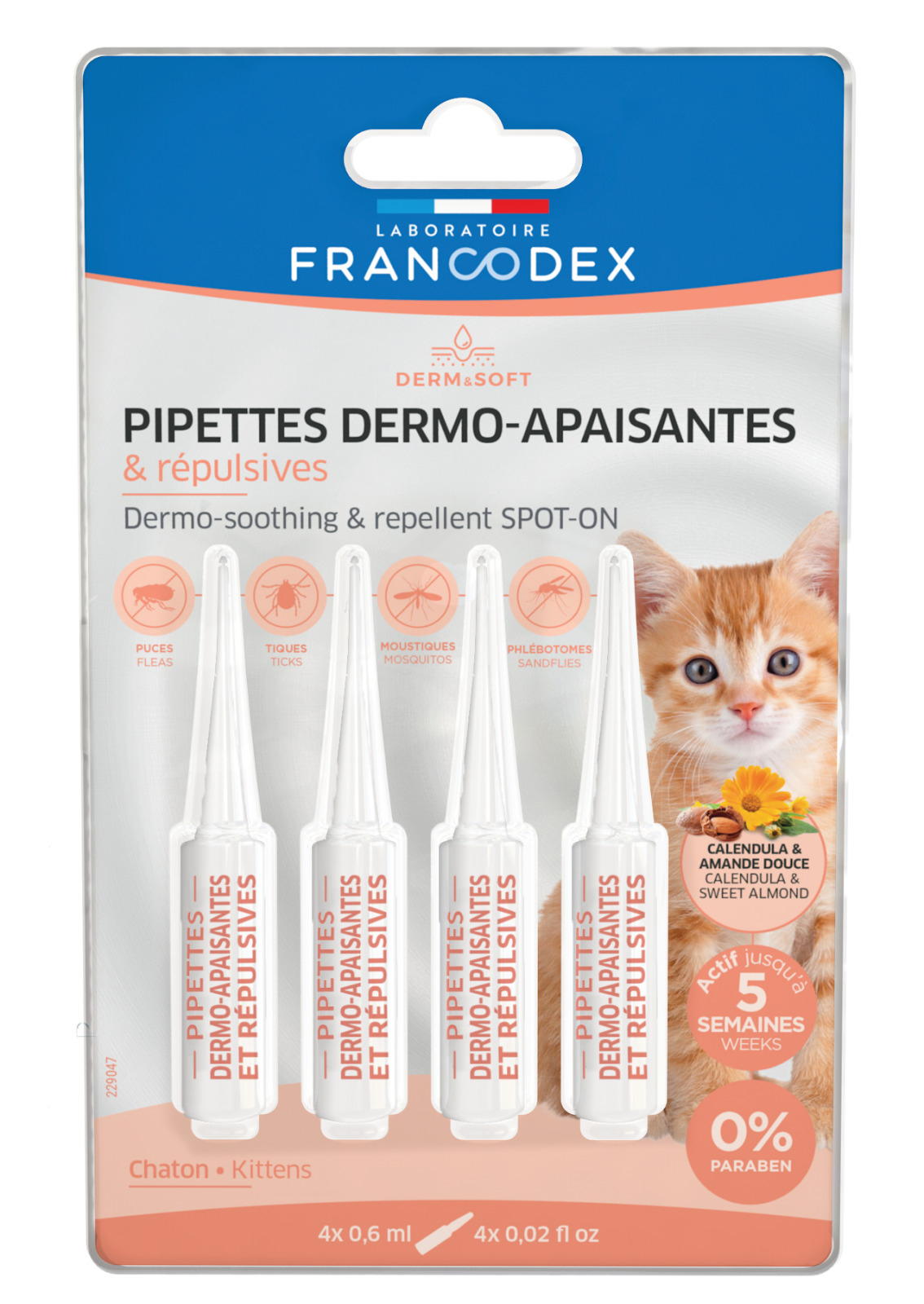 Francodex Pipetas Dermo calmantes y repelentes para gatitos x4