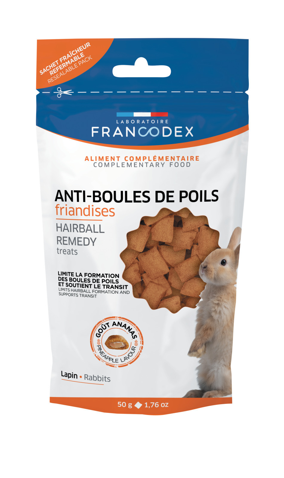 Snacks para conejos para el control de bolas de pelo FRANCODEX