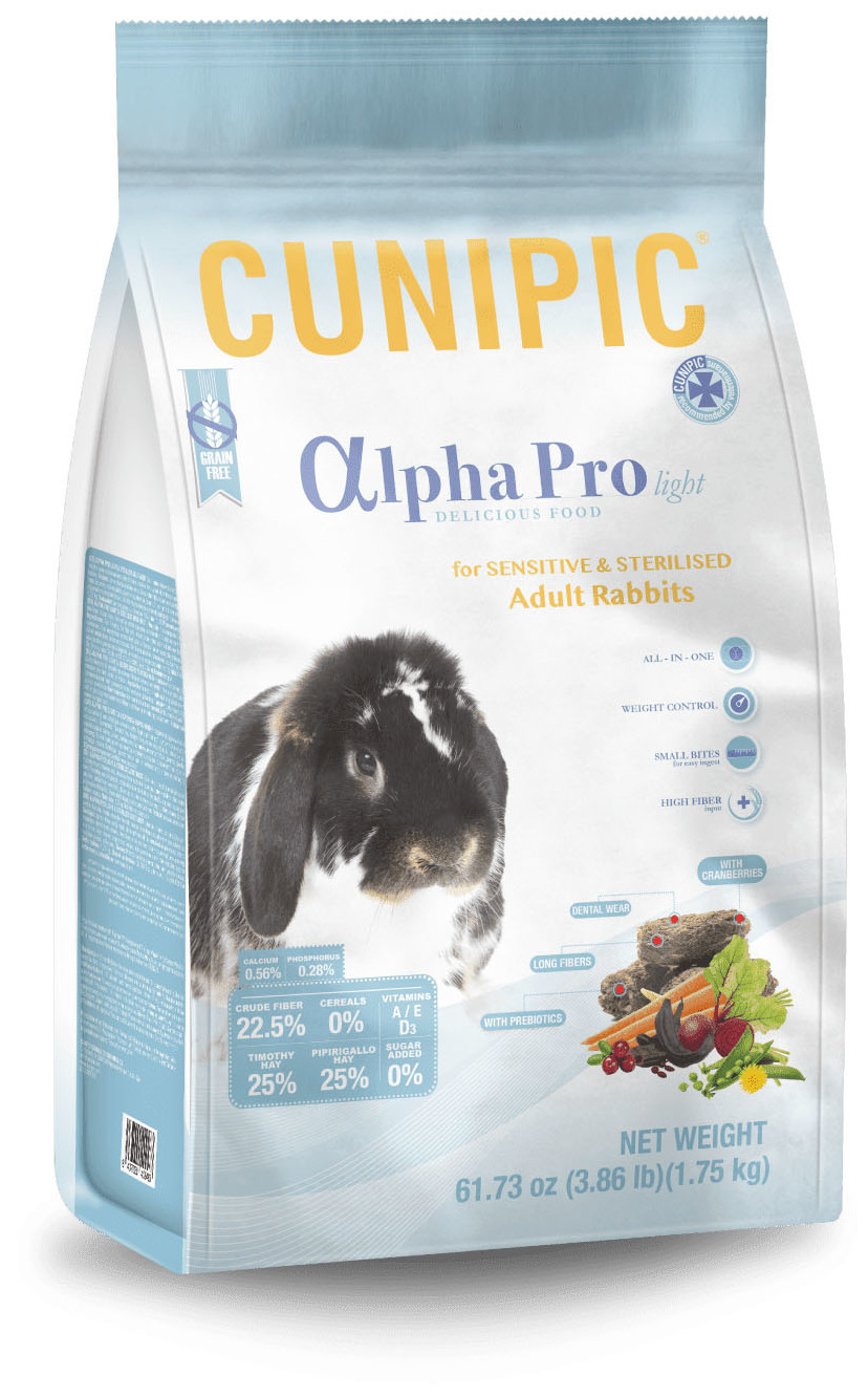 Cunipic Alpha Pro Light pour lapins adultes sensibles et stérilisés