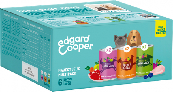 Edgard & Cooper Multipack Patées Sans Céréales 6x400g pour chien adulte
