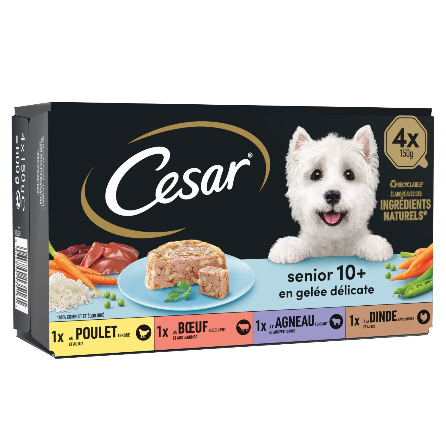 CESAR SENIOR 10+ Alimento húmido em gelatina para gato sénior - 4x150g
