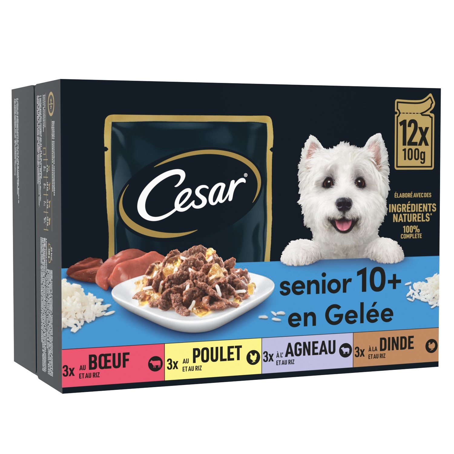 CESAR Senior 10+ Alimento húmido em gelatina para cão sénior em saquetas frescas - 12 x 100g