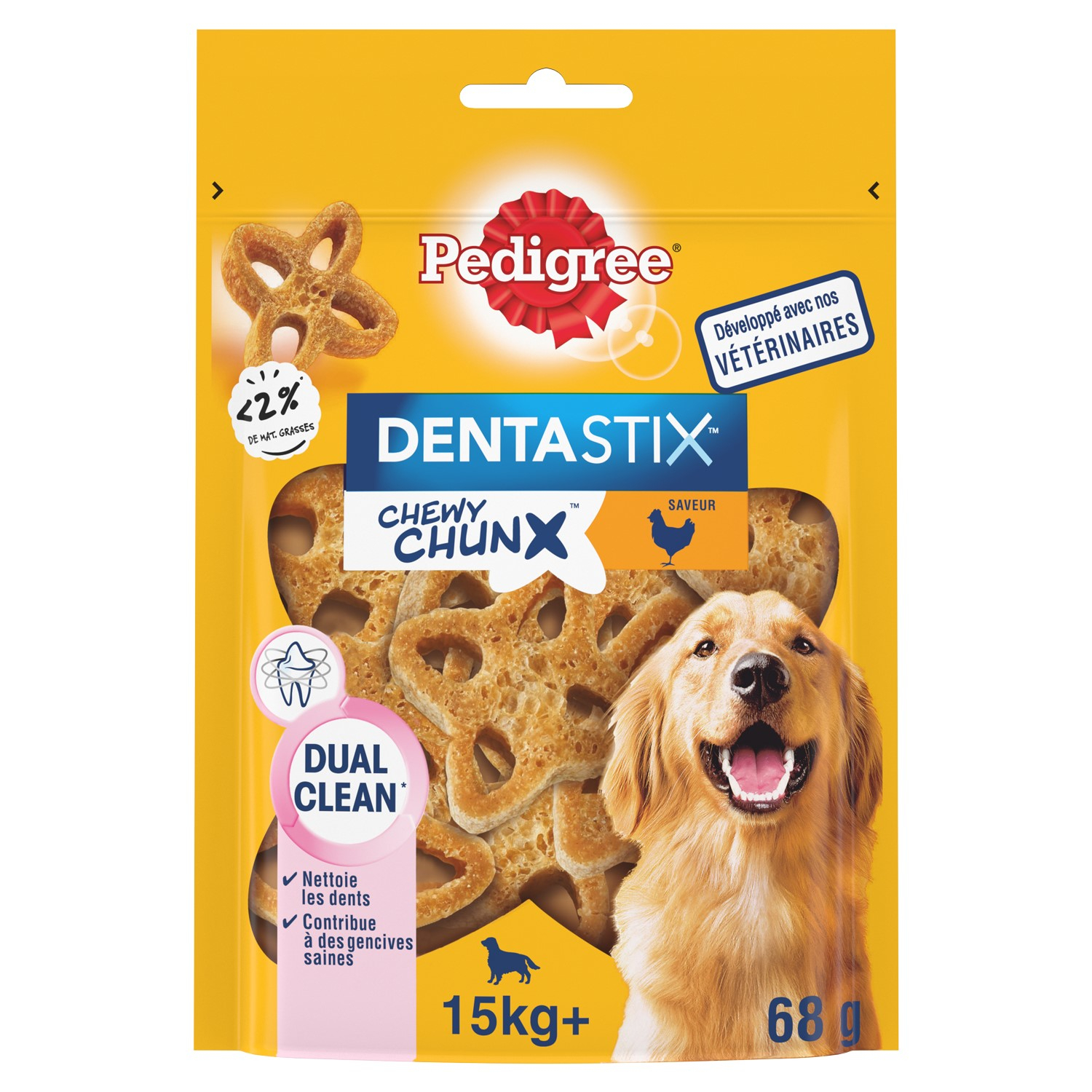PEDIGREE Dentastix Chewy Chunx Snaks dentales para perros grandes con Pollo