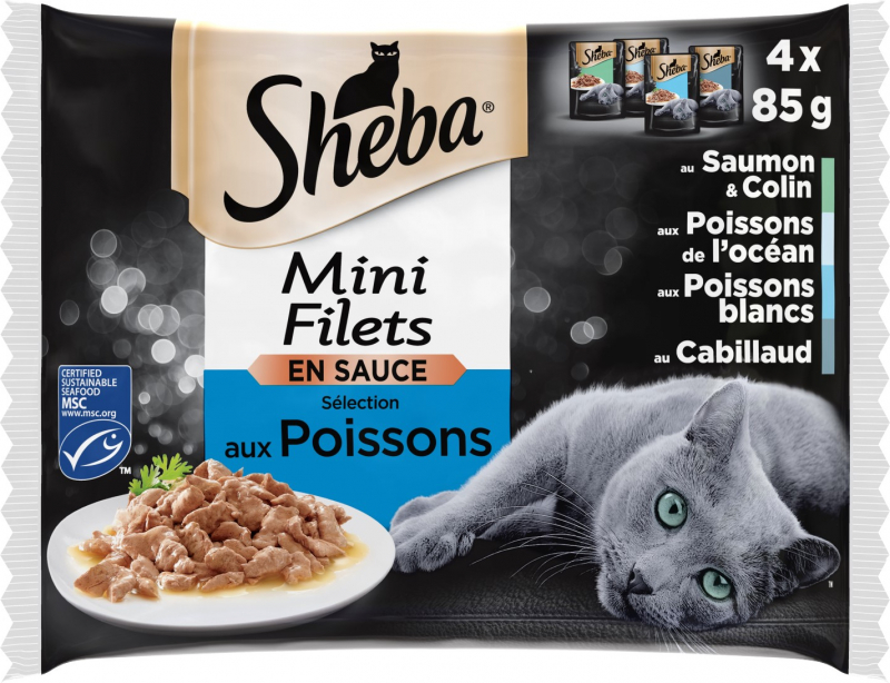 SHEBA Comida húmeda para gatos Mini filetes de pescado en salsa