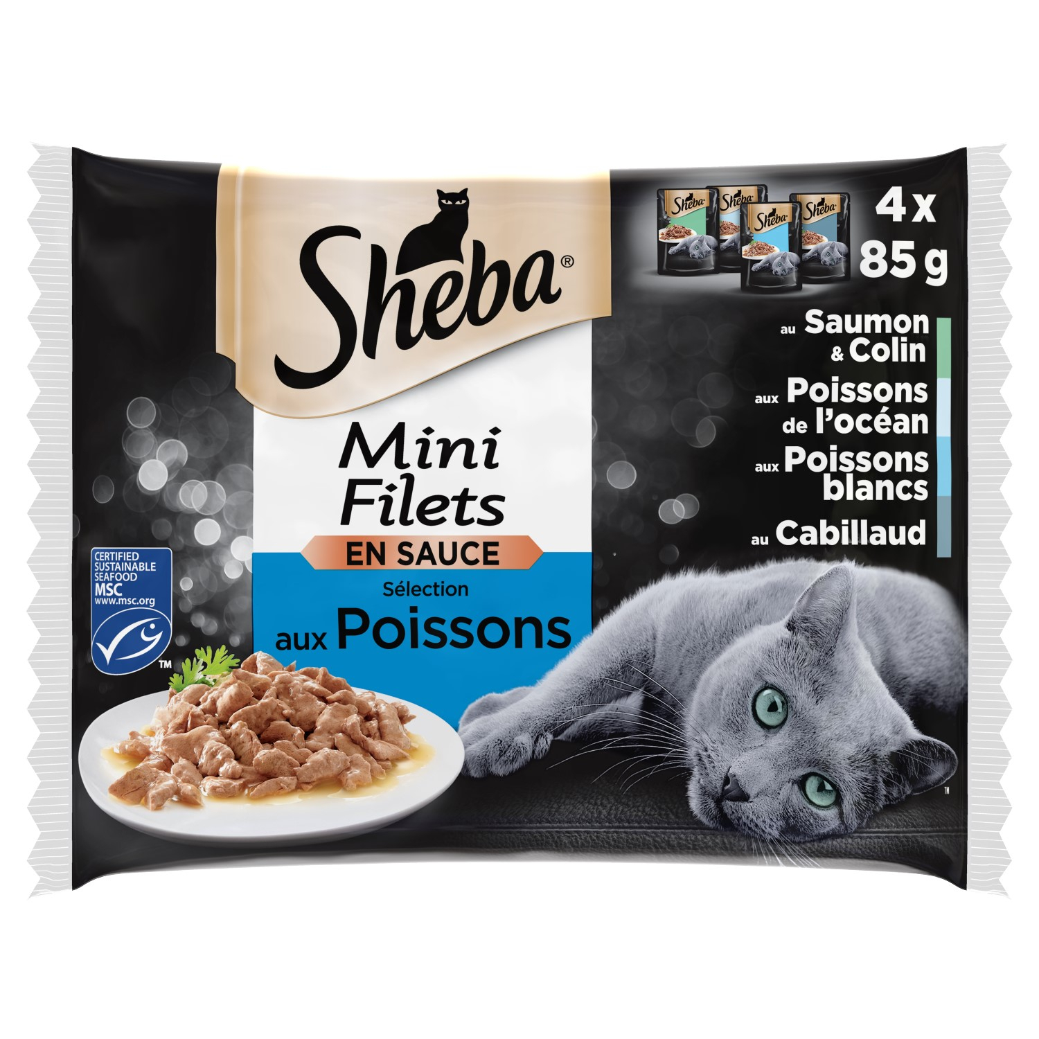 SHEBA Comida húmeda para gatos Mini filetes de pescado en salsa