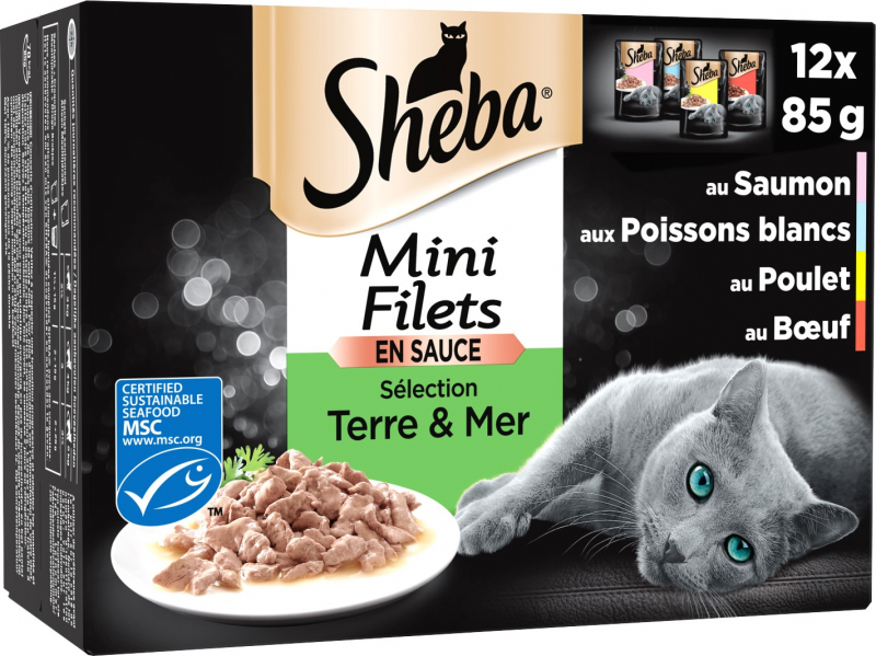 SHEBA Patê para gato Mini Filets Seleção Terra & Mar