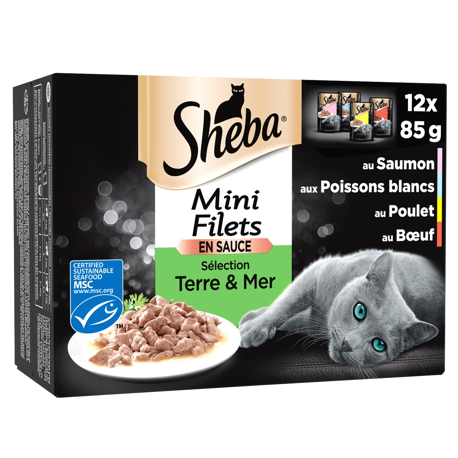SHEBA Patê para gato Mini Filets Seleção Terra & Mar