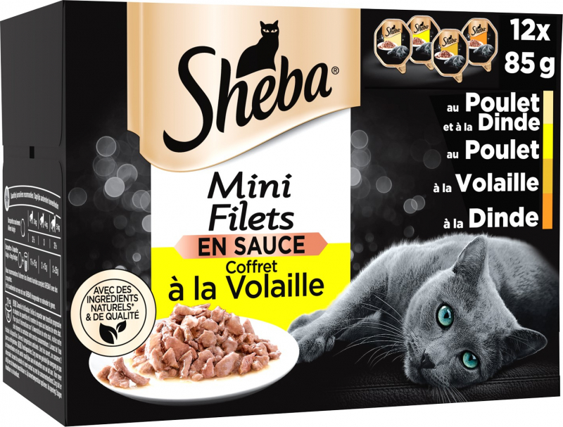 SHEBA Patè per gatti Mini Filets Coffret al pollame - 4 Varietà
