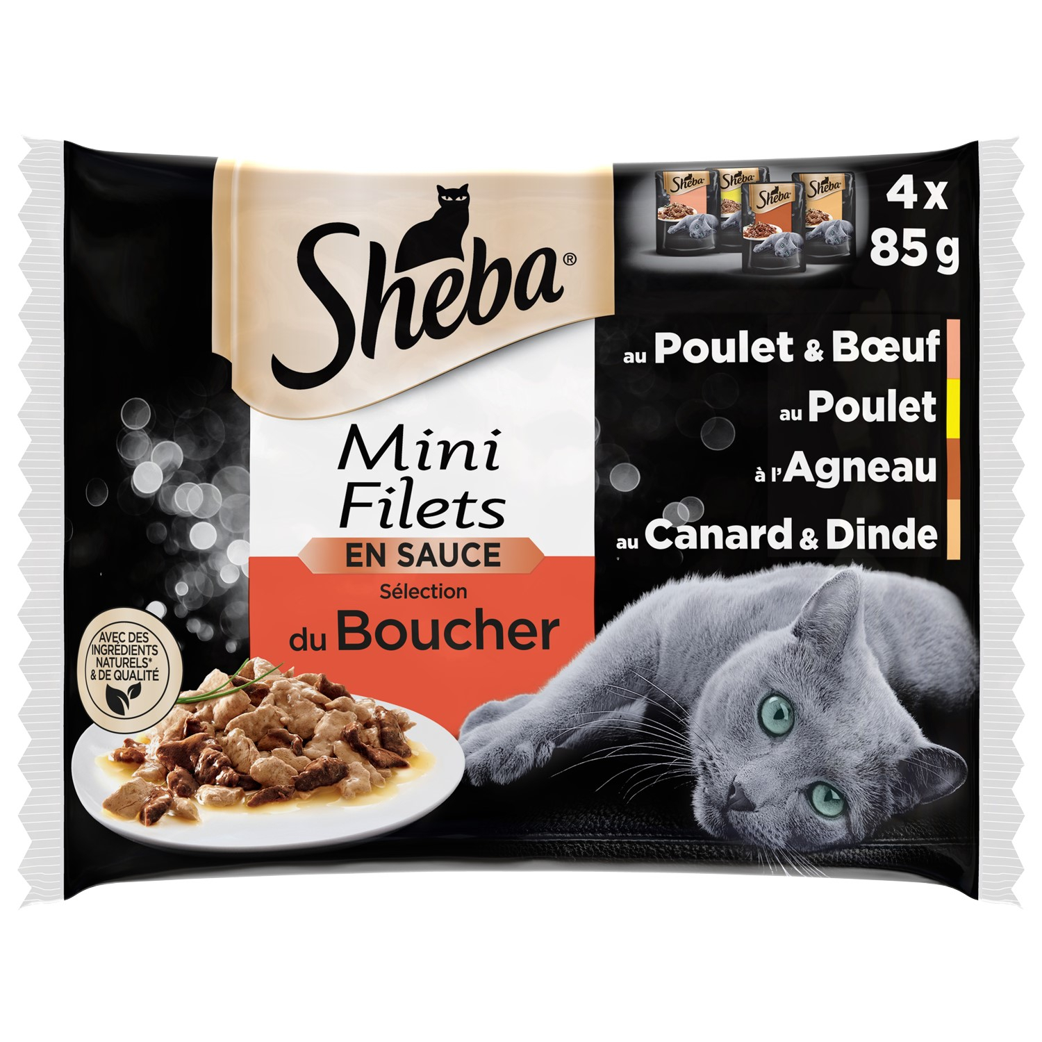 SHEBA Pâtée pour chat Mini Filets Sélection du Boucher - 4 variétés