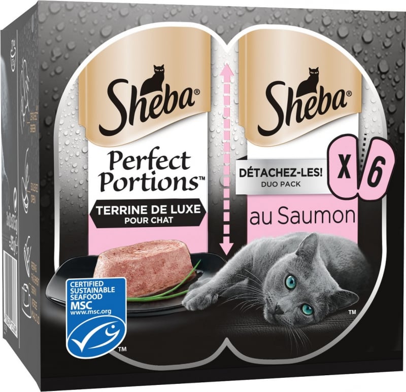 SHEBA Perfect Portions Pâtée pour chats de Luxe au Saumon
