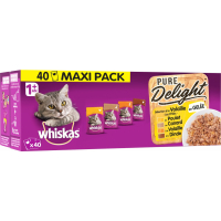 WHISKAS Méga-Pack Pâtée en gelée à la volaille pour chat adulte - 4 variétés